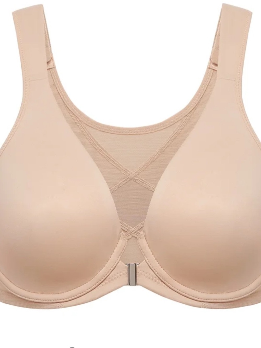 Front-Closure Nude Support Bra with Mesh Insert